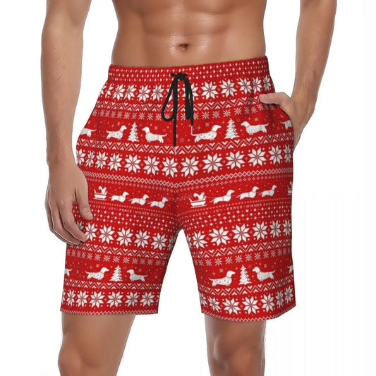 Christmas themed swim trunks