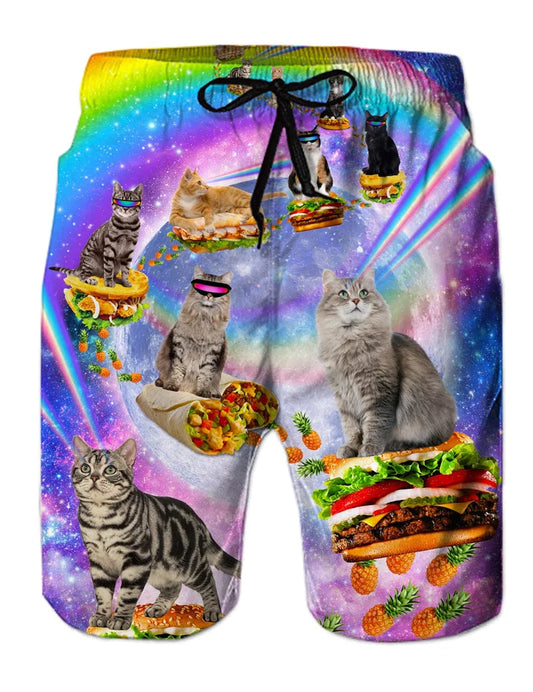 Cat/Burger/Galaxy shorts