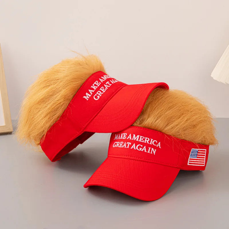 "MAGA" Trump hat with hair