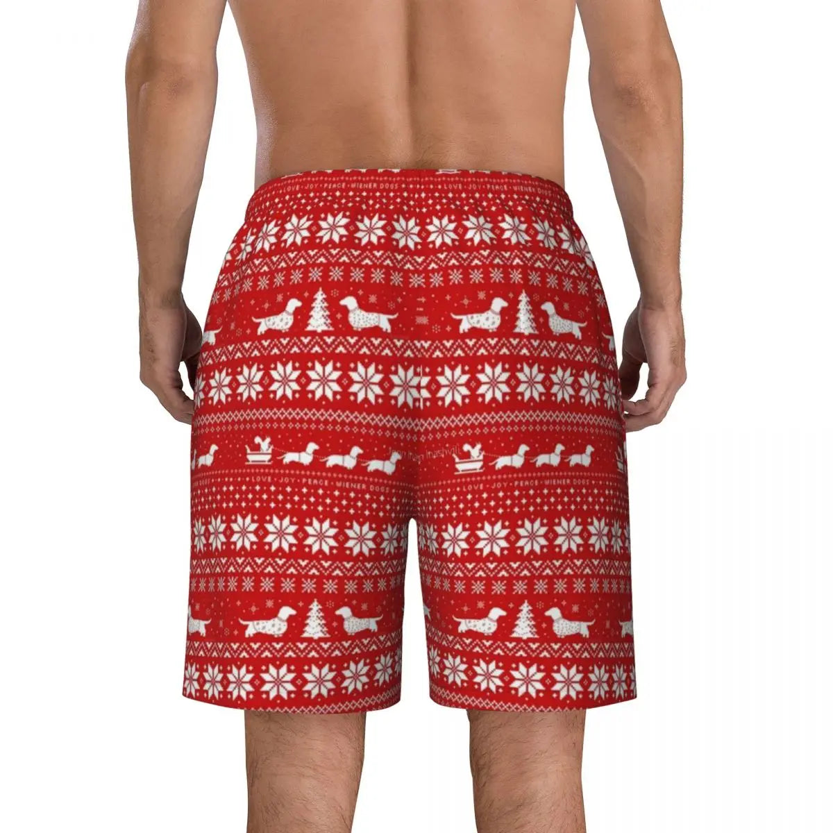 Christmas themed swim trunks